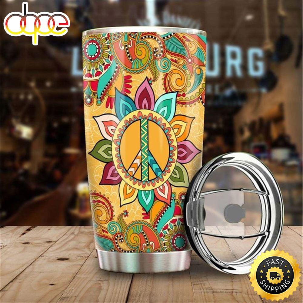 Peace Hippie Stainless Steel Tumbler For Men And Women