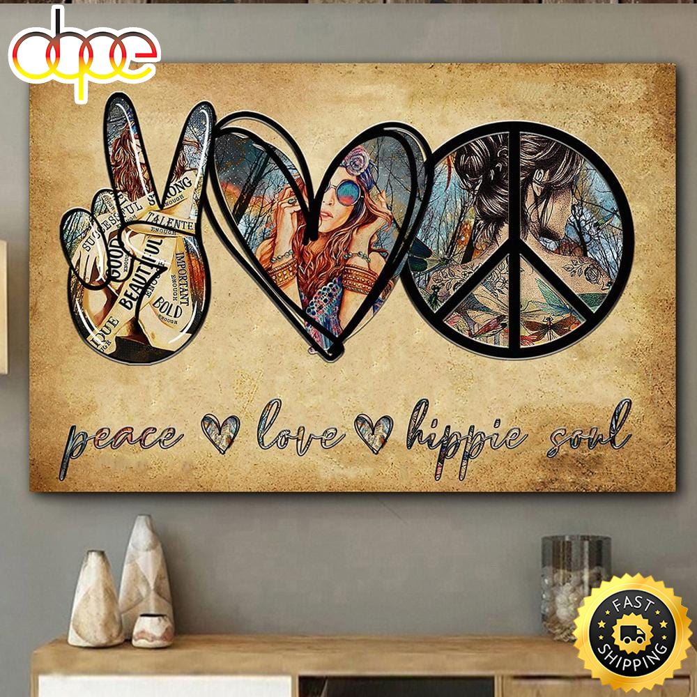 Peace Love Hippie Soul Hippie Poster Canvas Swdpe2