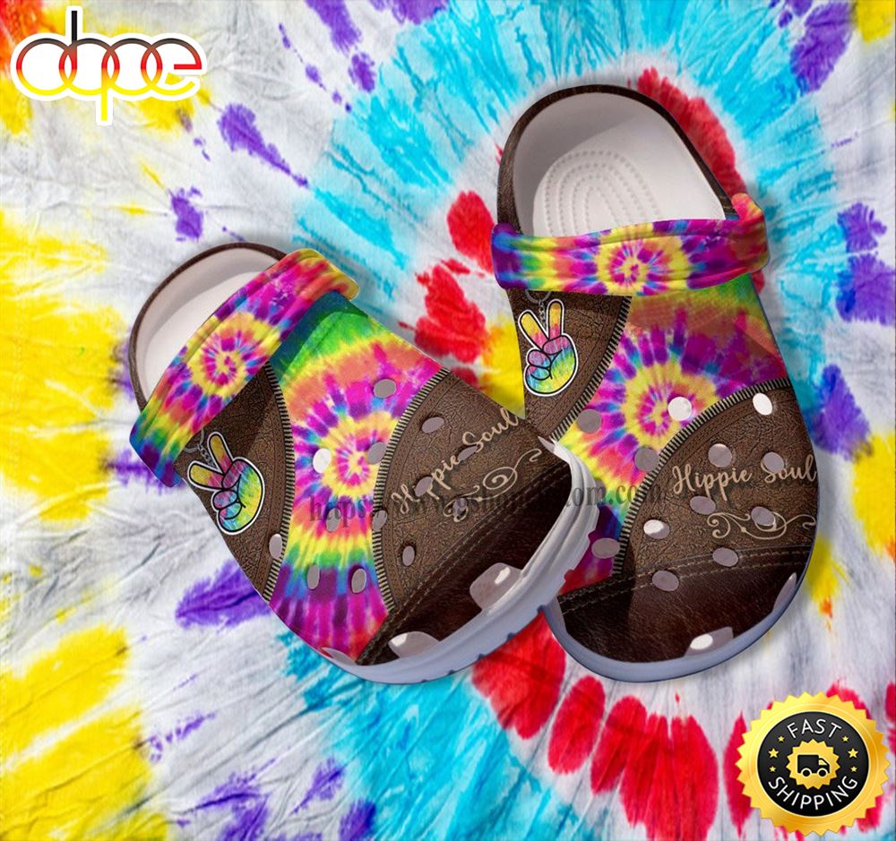 Peace Rainbow Hippie Soul Leather Clog Shoes Gift Women Oriypb