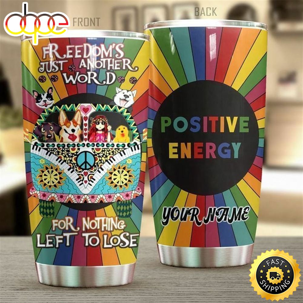 Personalized Positive Energy Hippie Stainless Steel Tumbler For Men And Women Qircdz