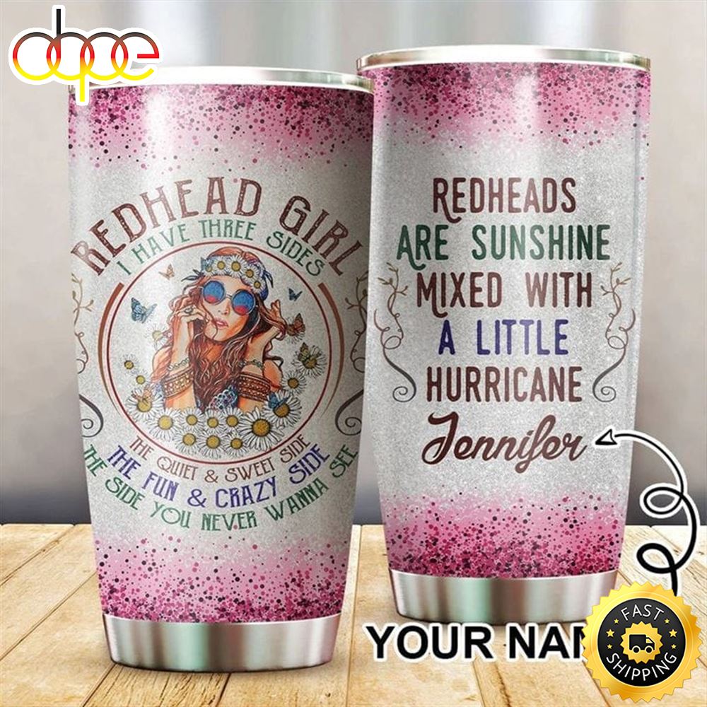 Personalized Redhead Girl Hippie Stainless Steel Tumbler For Men And Women Jdzews