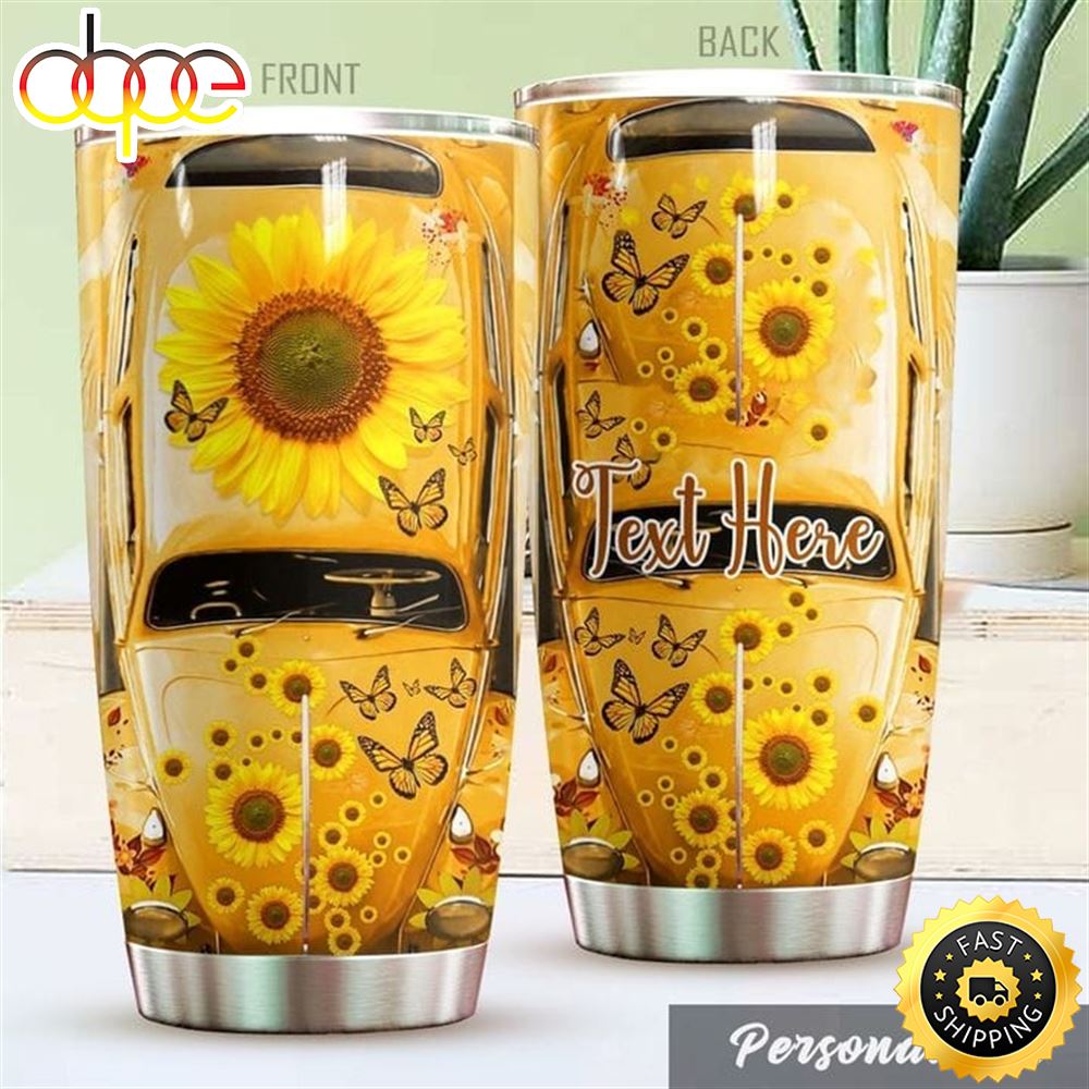 Personalized Sunflower Butterfly Hippie Stainless Steel Tumbler For Men And Women Jtwzsn
