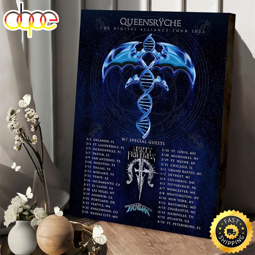 Queensryche Marty Friedman Trauma Spring 2023 US Tour Dates Poster Canvas 