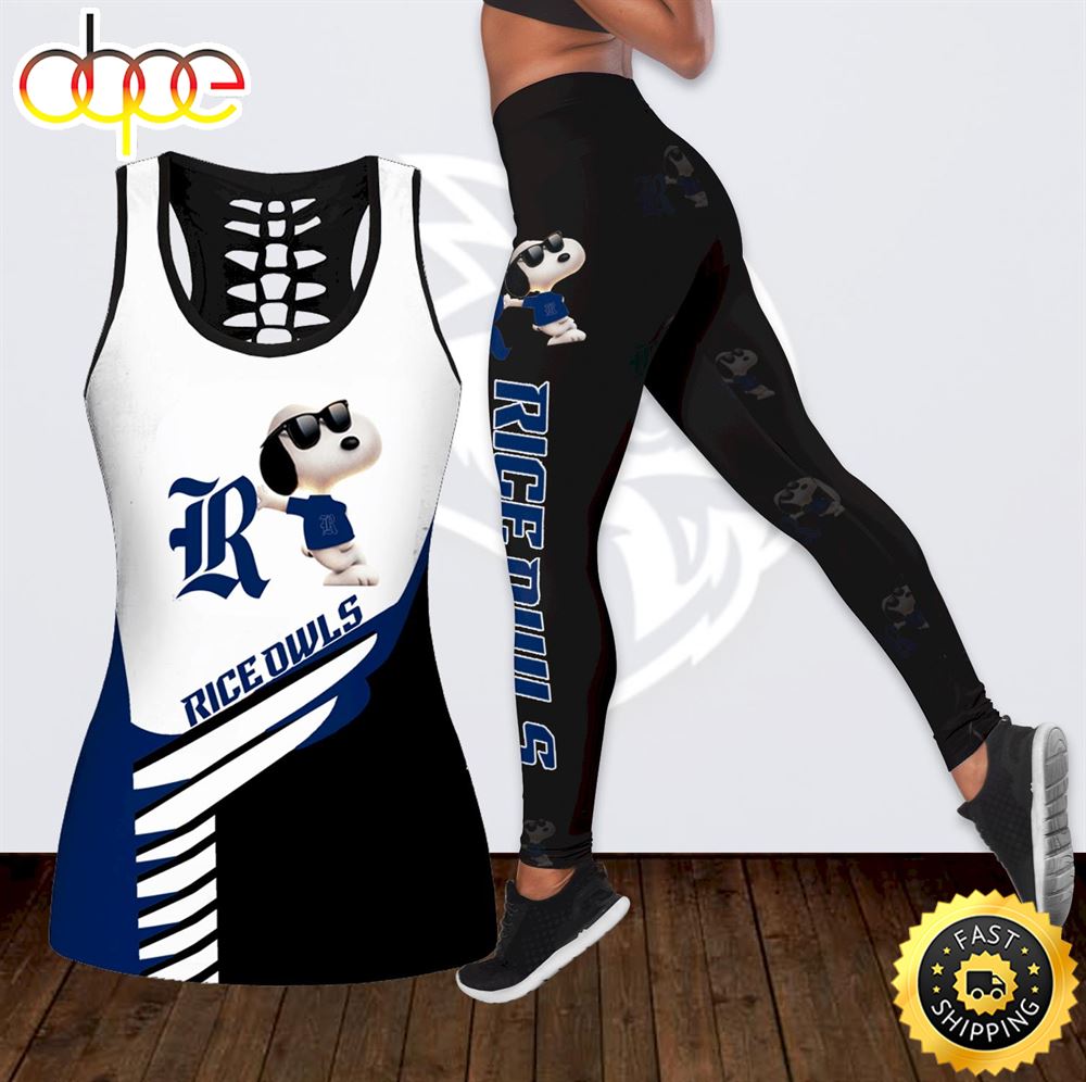 Rice Owls Snoopy Combo Hollow Tanktop Leggings Set Outfit 