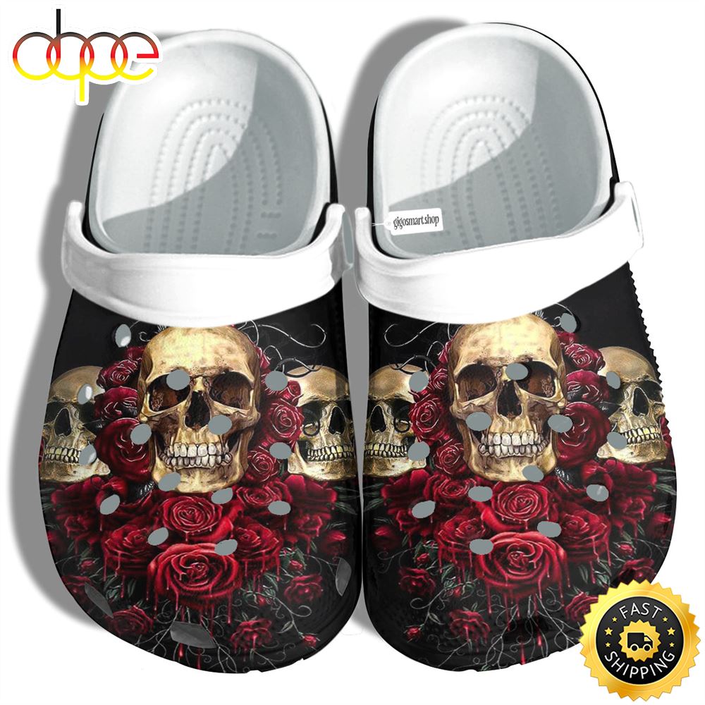 Skull Mexican Rose Clog Shoes Clogs For Grandma Halloween