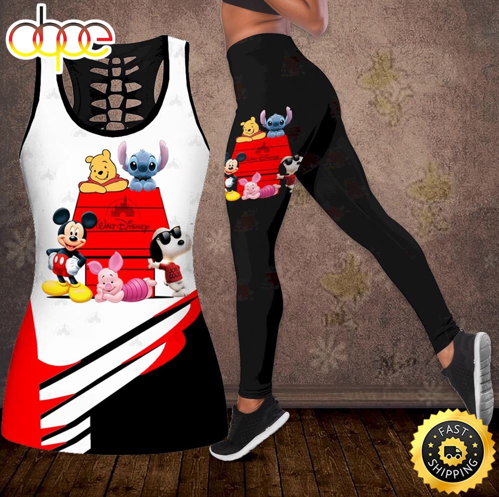 Snoopy And Friends Hollow Tanktop And Leggings Set 