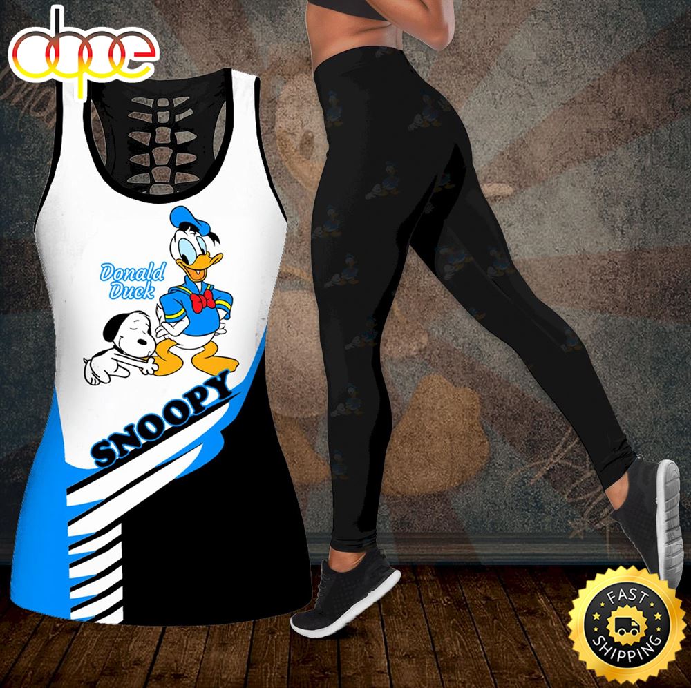 Snoopy Donald Duck Hollow Tanktop And Leggings Set