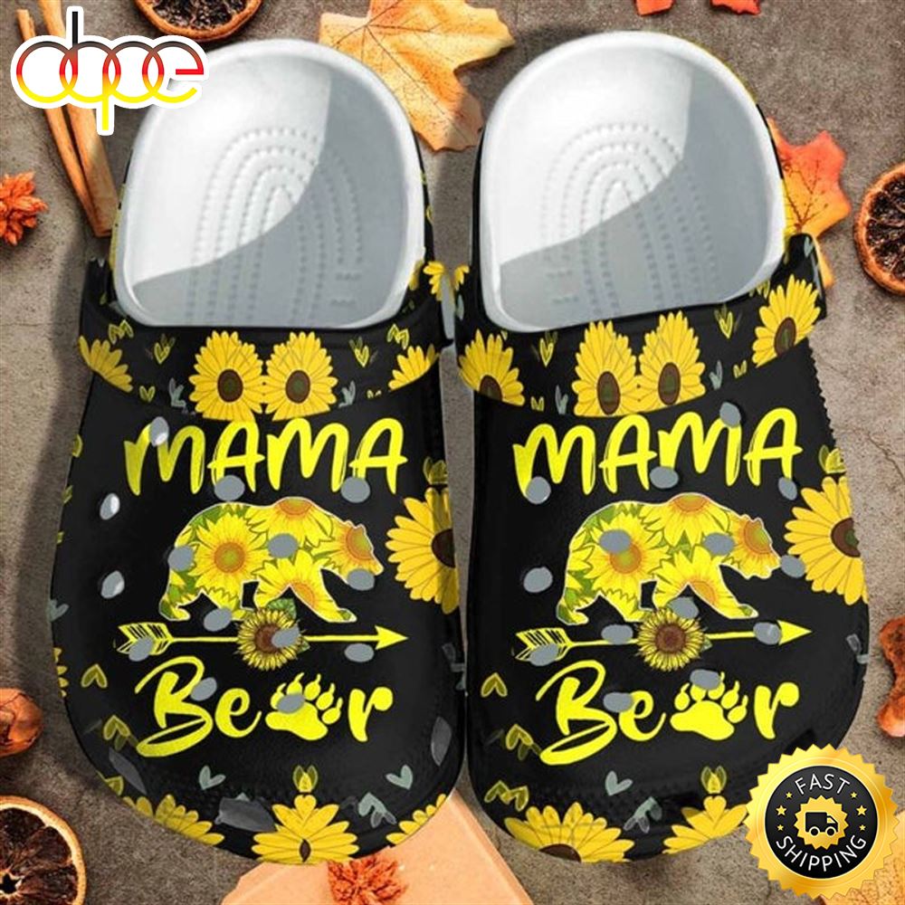Sunflower Bear Mama Shoes For Mothers Day Grandma Beer Mama Bee Crocs Clog Shoes Gvmzf8
