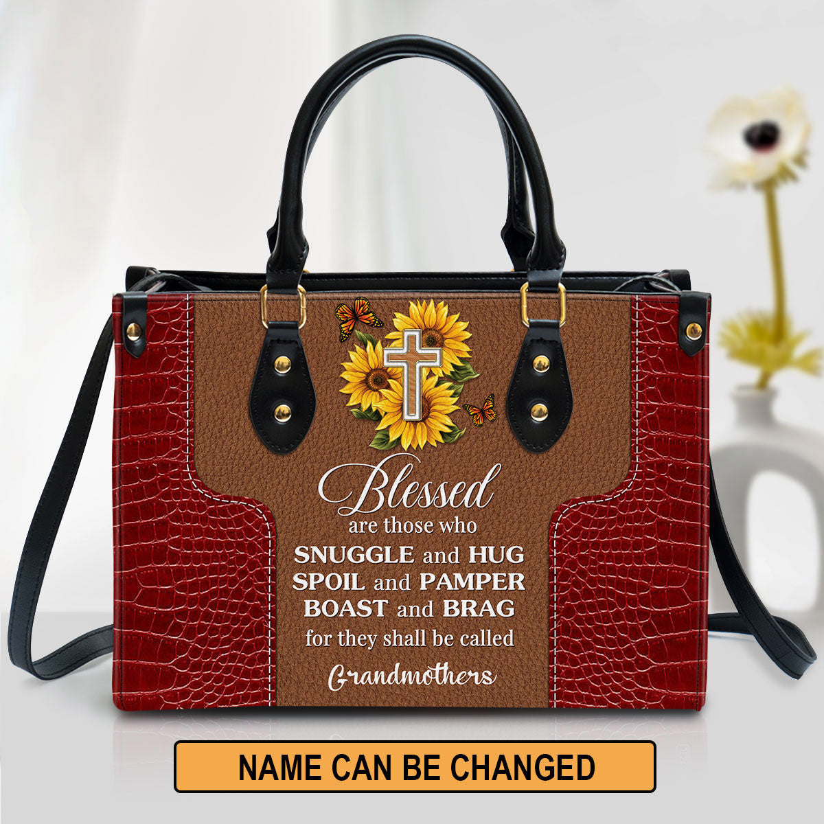 Sunflower Personalized Leather Bag Women S Pu Leather Bag Mom Gifts For Mothers Day 