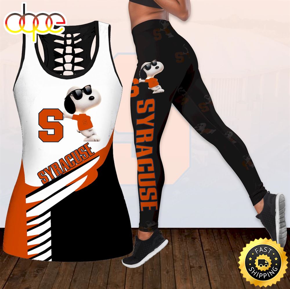 Syracuse Orange Snoopy Combo Hollow Tanktop Leggings Set Outfit 
