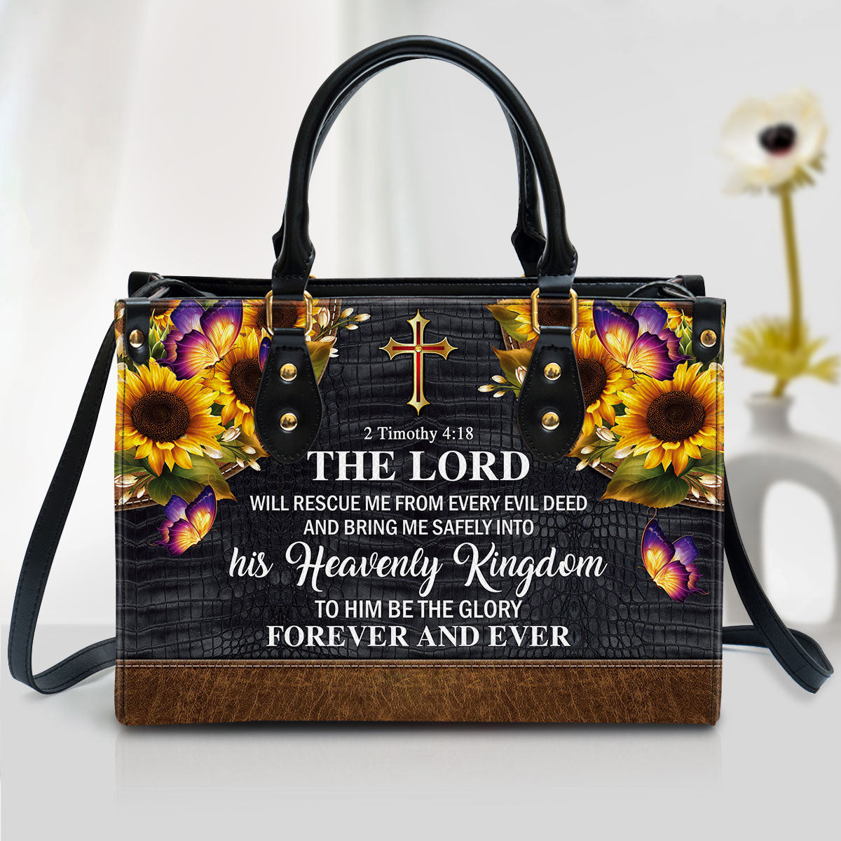 The Lord Will Rescue Me From Every Evil Deed Beautiful Sunflower Leather Women Handbags Mother S Day Gifts For Mom 