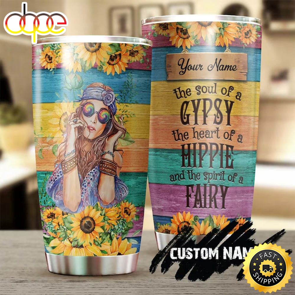 The Soul Of Gypsy Heart Of Hippie Personalized Stainless Steel Tumbler For Men And Women Hn7x7e