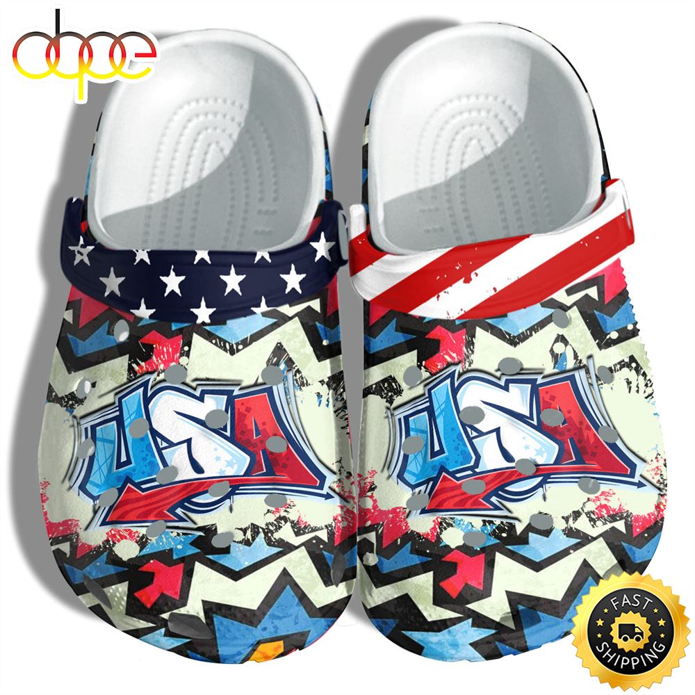 Tie Dye USA Typhography 4th Of July Clog Shoes Gift Women