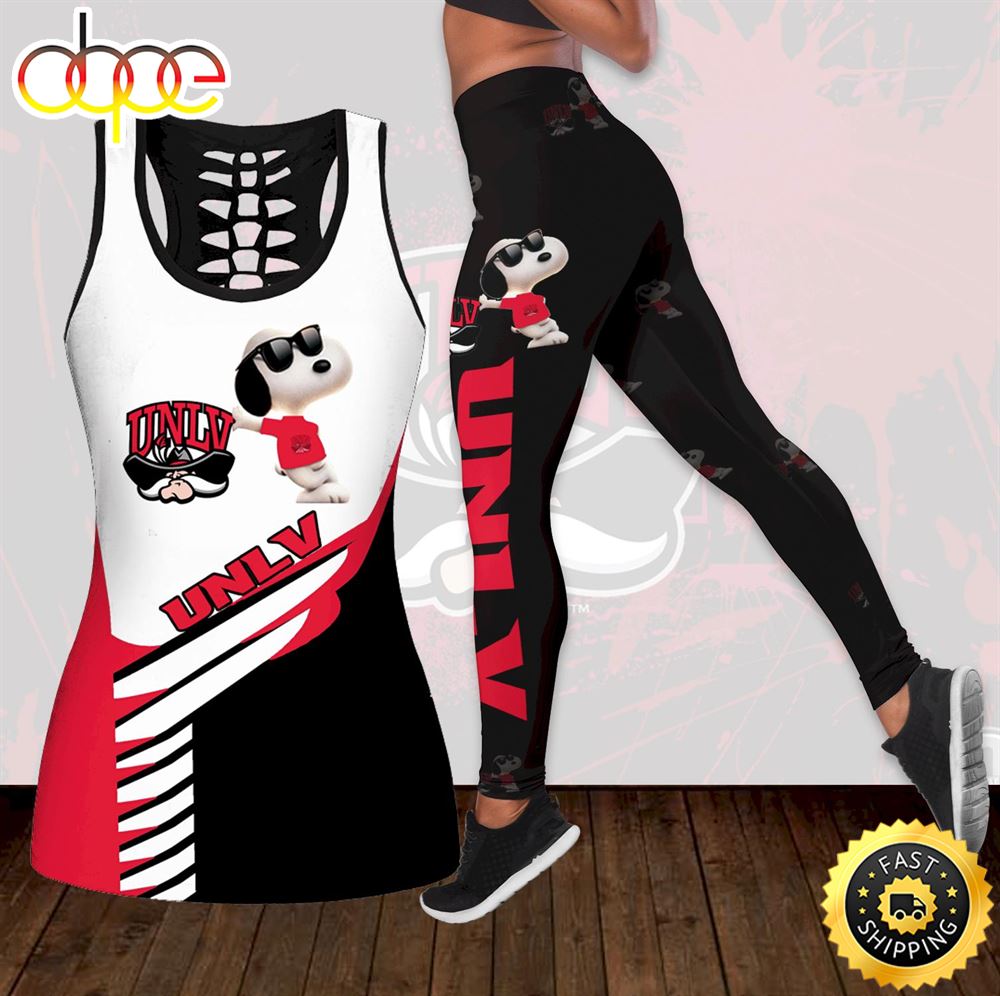 UNLV Rebels Snoopy Combo Hollow Tanktop Leggings Set Outfit 