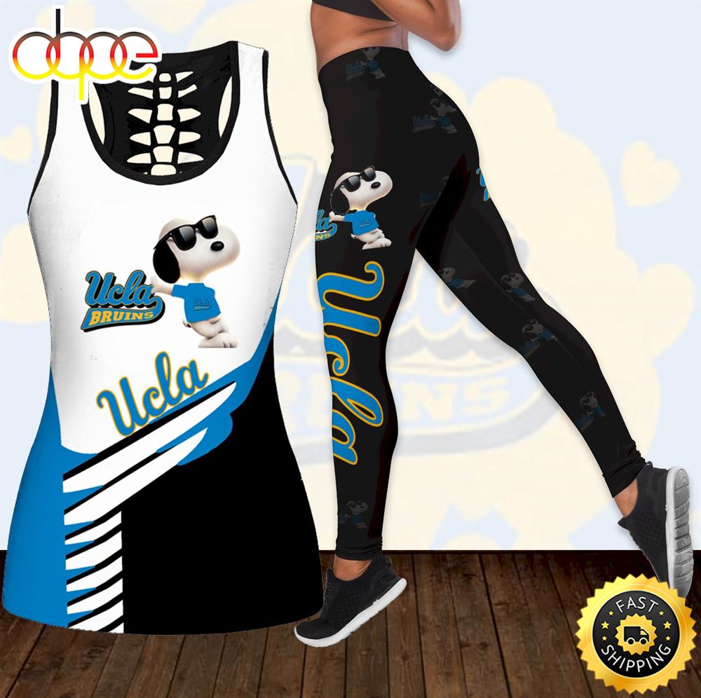 Ucla Bruins Snoopy Combo Hollow Tanktop Leggings Set Outfit 