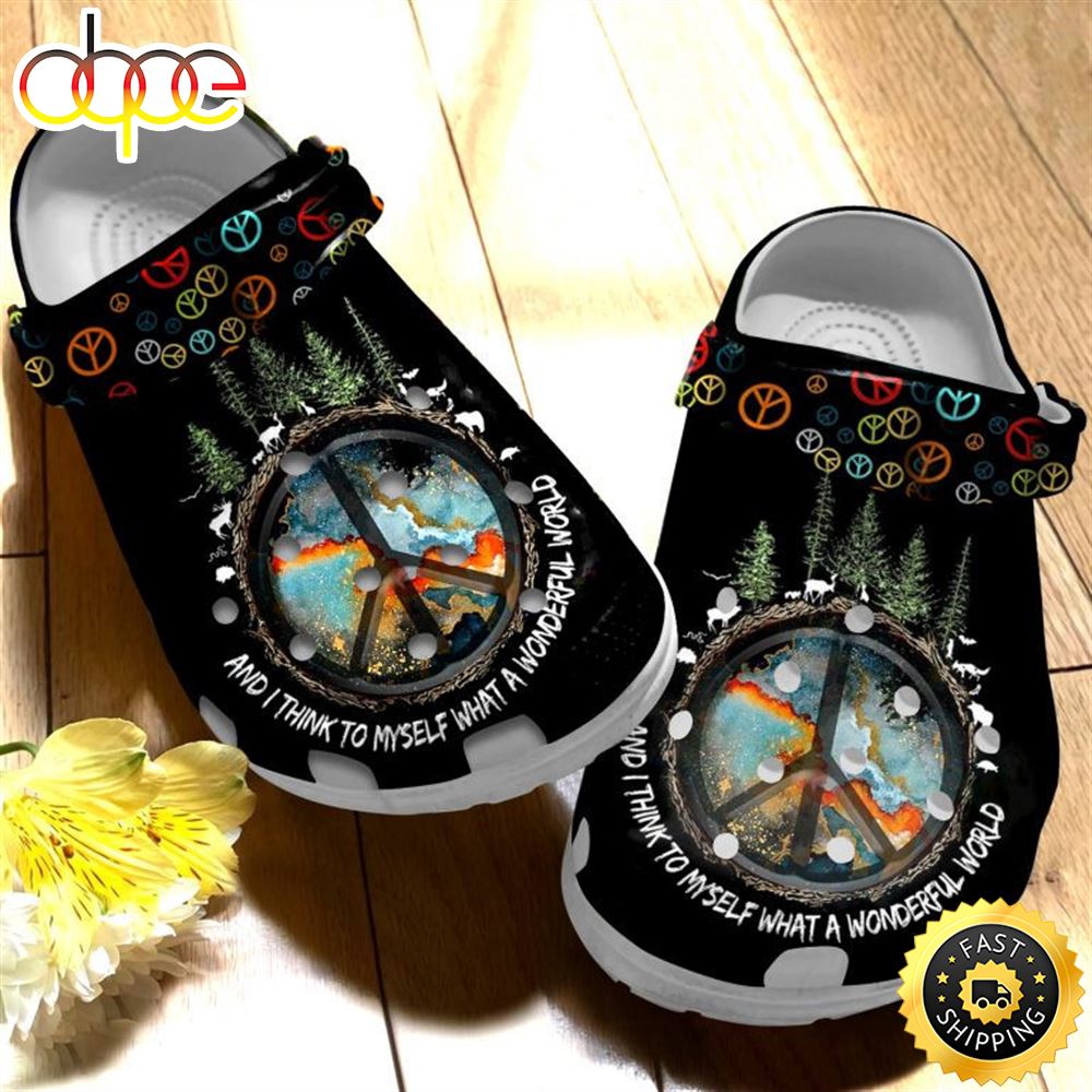 What A Wonderful World Hippie Clogs Clog Shoes Gift For Men Women