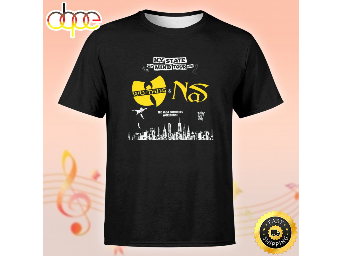 Wutang Clan Nas N.Y State Of Mind Tour 2023 The Saga Continues Worldwide Unisex Tshirt