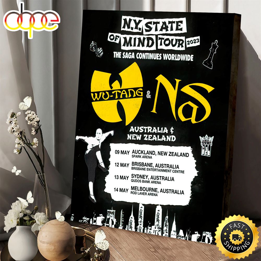 Wutang And Nas N.Y State Of Mind Tour 2023 Australia New Zealand Poster Canvas 