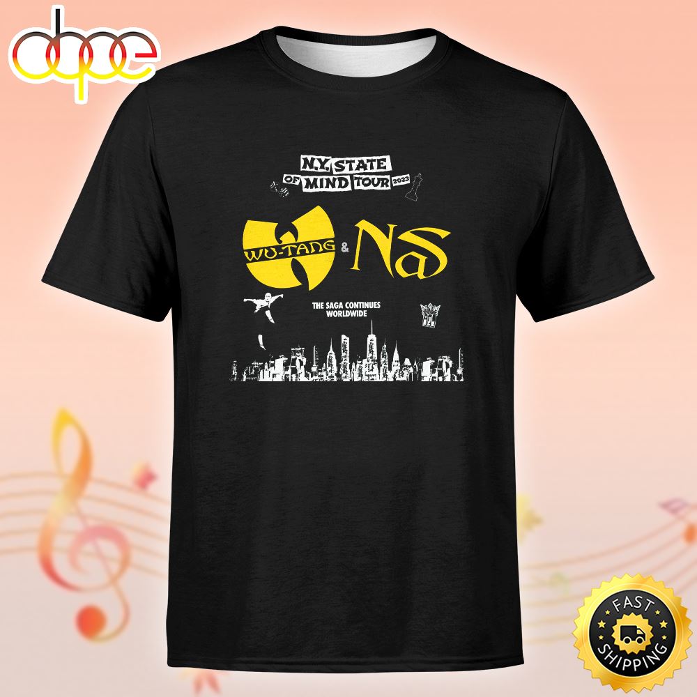 Wutang Clan Nas N.Y State Of Mind Tour 2023 The Saga Continues Worldwide Unisex Tshirt 