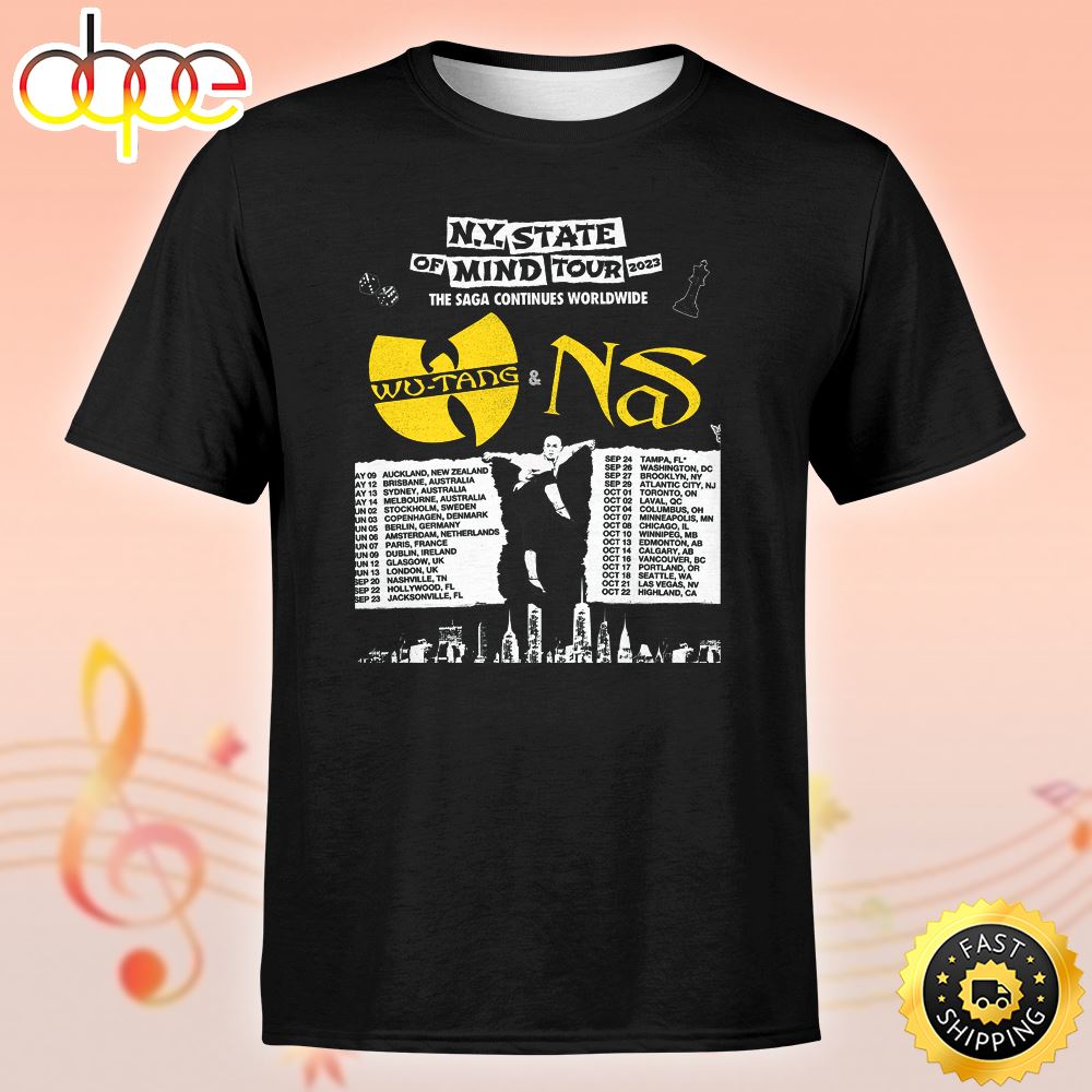 Wutang Nas N.Y State Of Mind Tour 2023 The Saga Continues Worldwide Unisex Tshirt Pyszah