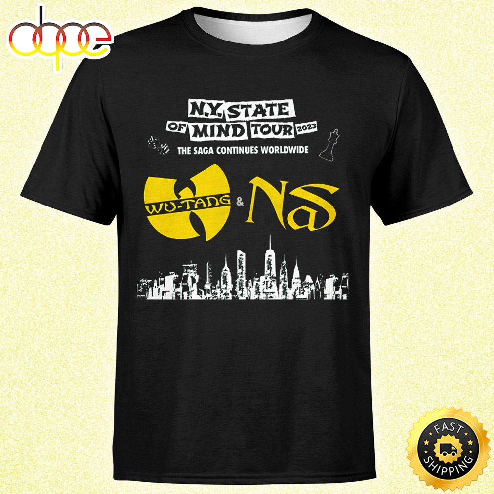 Wu-tang Clan & Nas New York State Of Mind Tour 2023 Unisex Black T-shirt