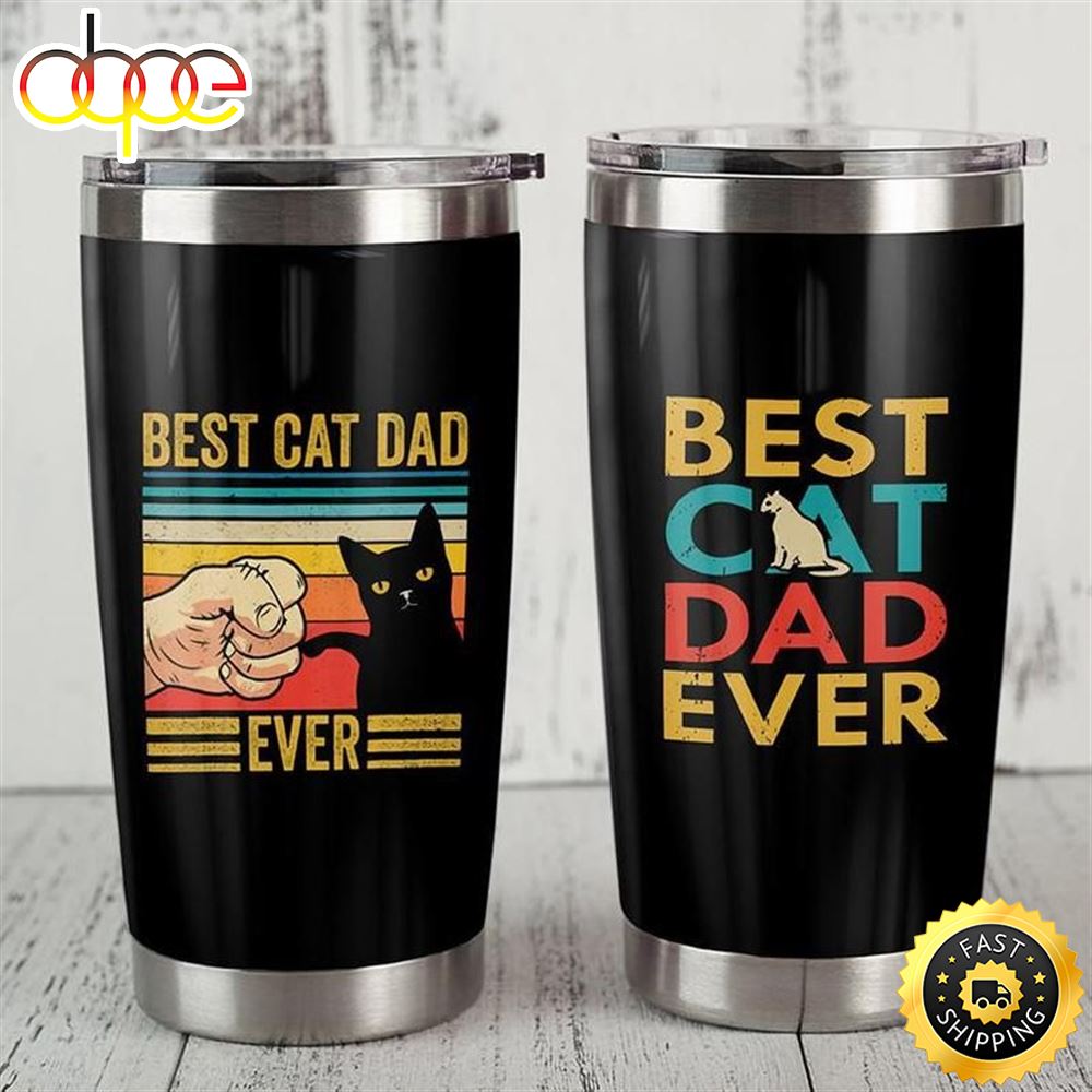 Black Cat Best Cat Dad Ever Gift For Lover Day Travel Tumbler Shxgqc