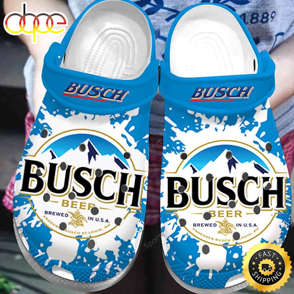 Busch Beer Brewed In Usa Blue Clogs Shoes Jv2tbh