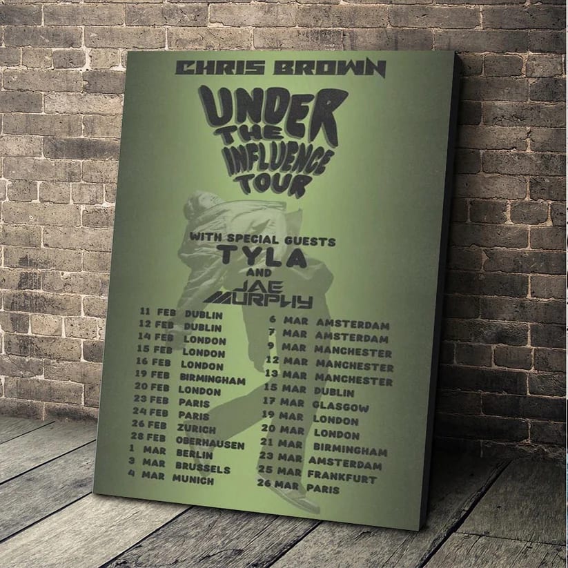Chris Brown Under The Influence World Tour Music 2023 Unisex Gift For Fan Poster Canvas Gxlmro