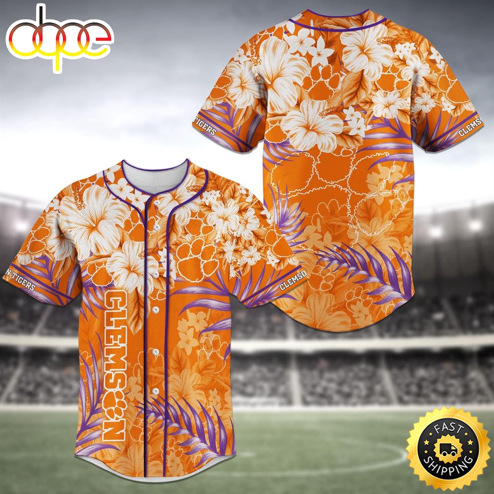 Clemson Tigers Flower Classic Baseball Jersey Shirt Ahkht4
