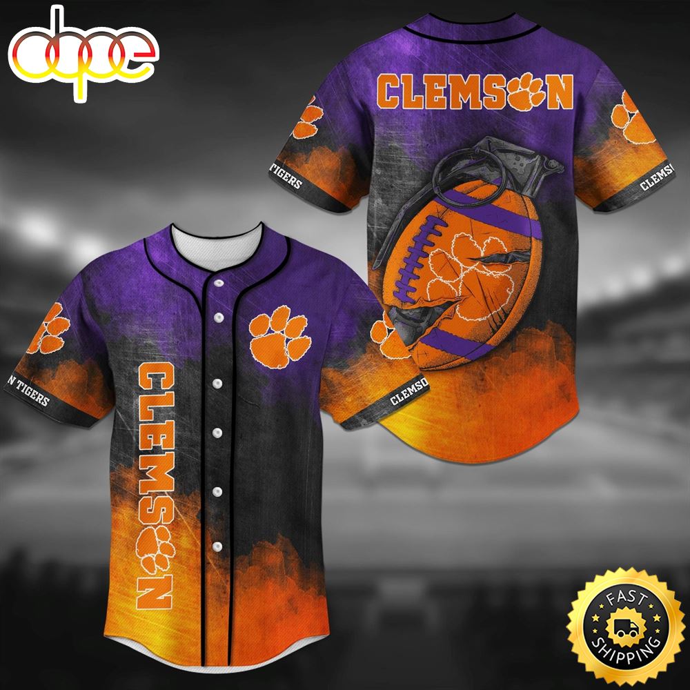 Clemson Tigers Grenade Classic NFL Baseball Jersey Shirt Qmnpjs