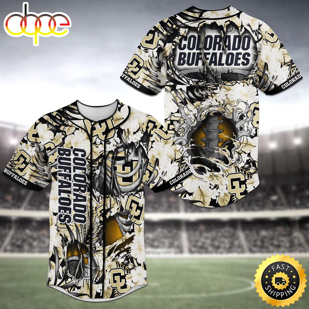 Colorado Buffaloes Skeleton NFL Baseball Jersey Shirt Jn5mmt