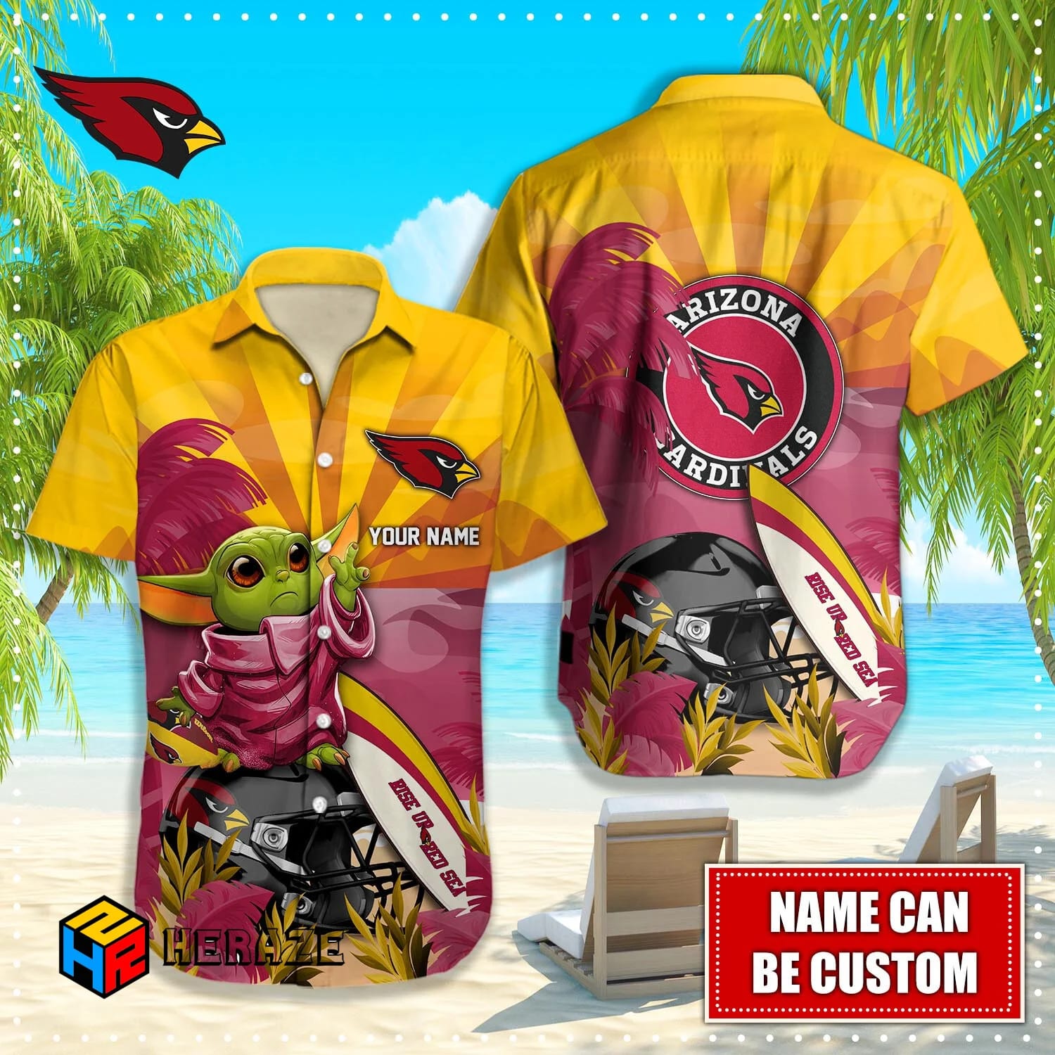 Custom Name Arizona Cardinals NFL Aloha Hawaiian Shirt