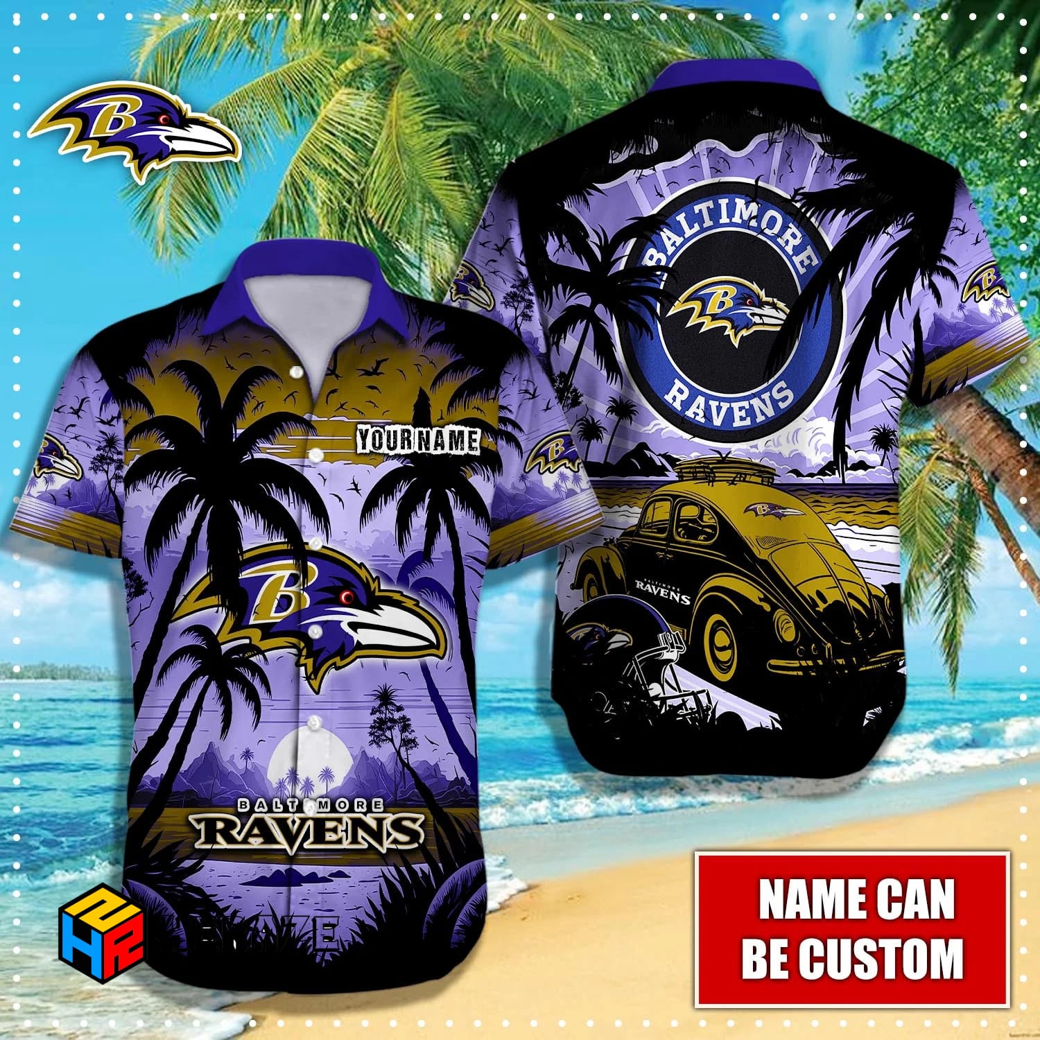 Custom Name Baltimore Ravens NFL Aloha Hawaiian Shirt