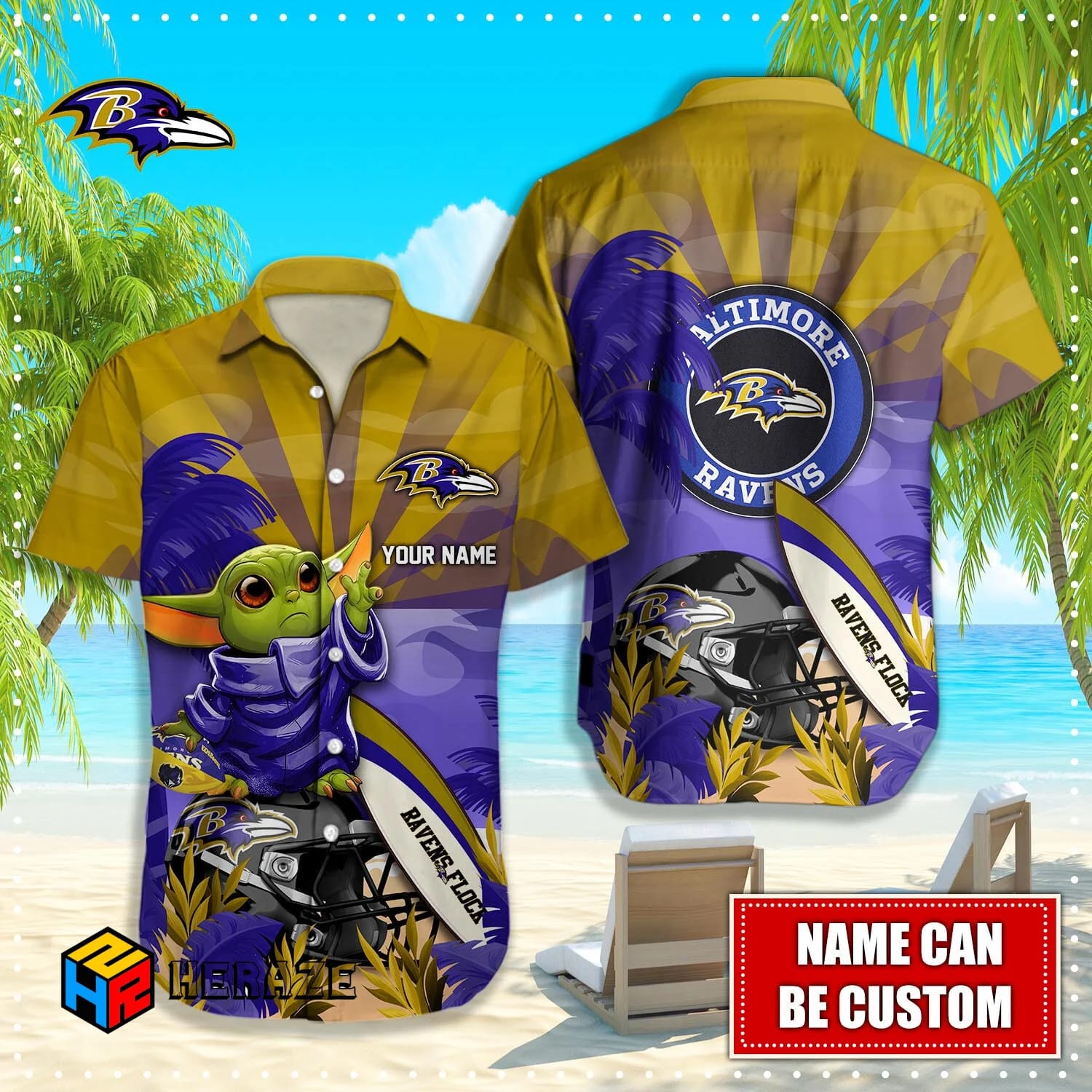 Custom Name Baltimore Ravens NFL Aloha Hawaiian Shirt