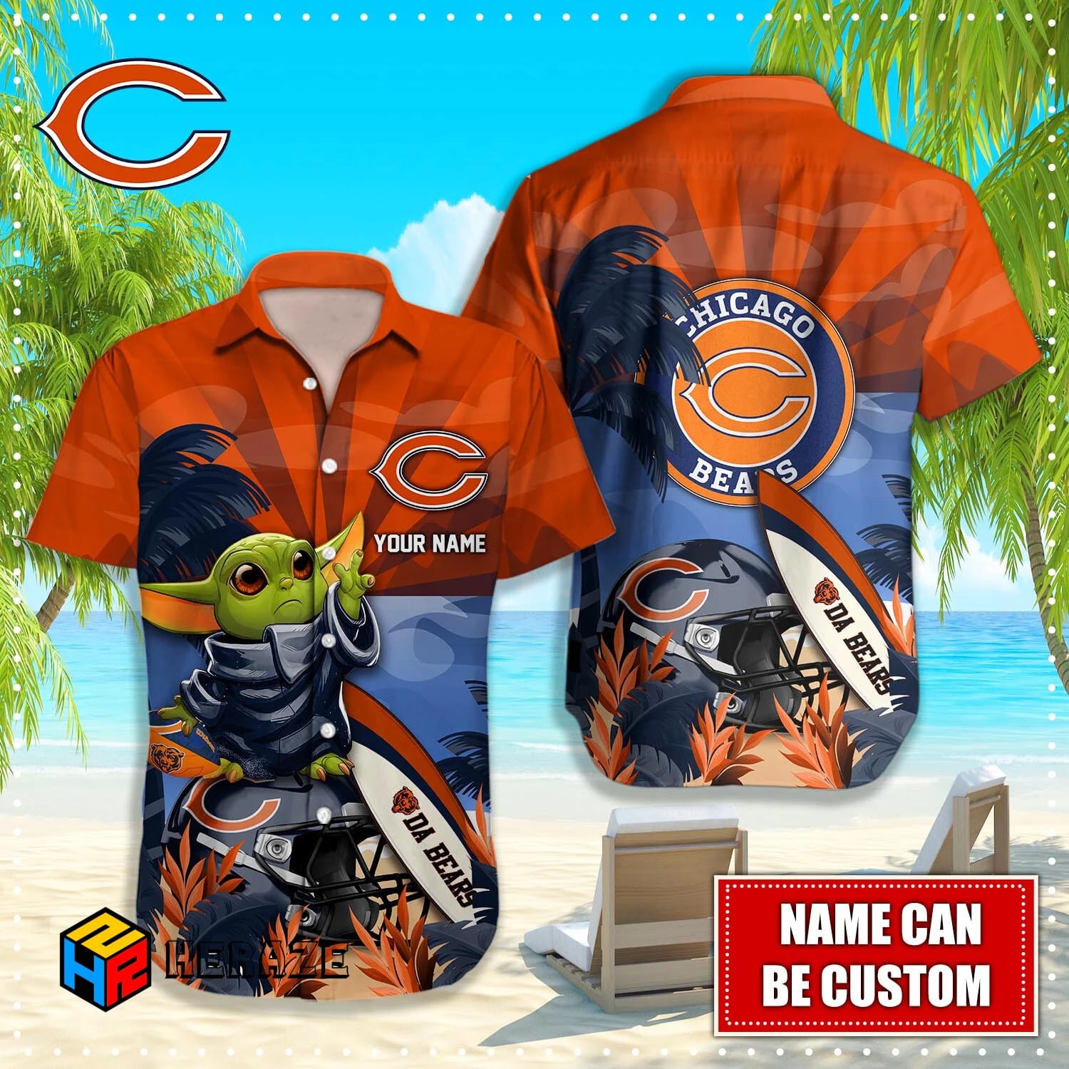Custom Name Chicago Bears NFL Aloha Hawaiian Shirt