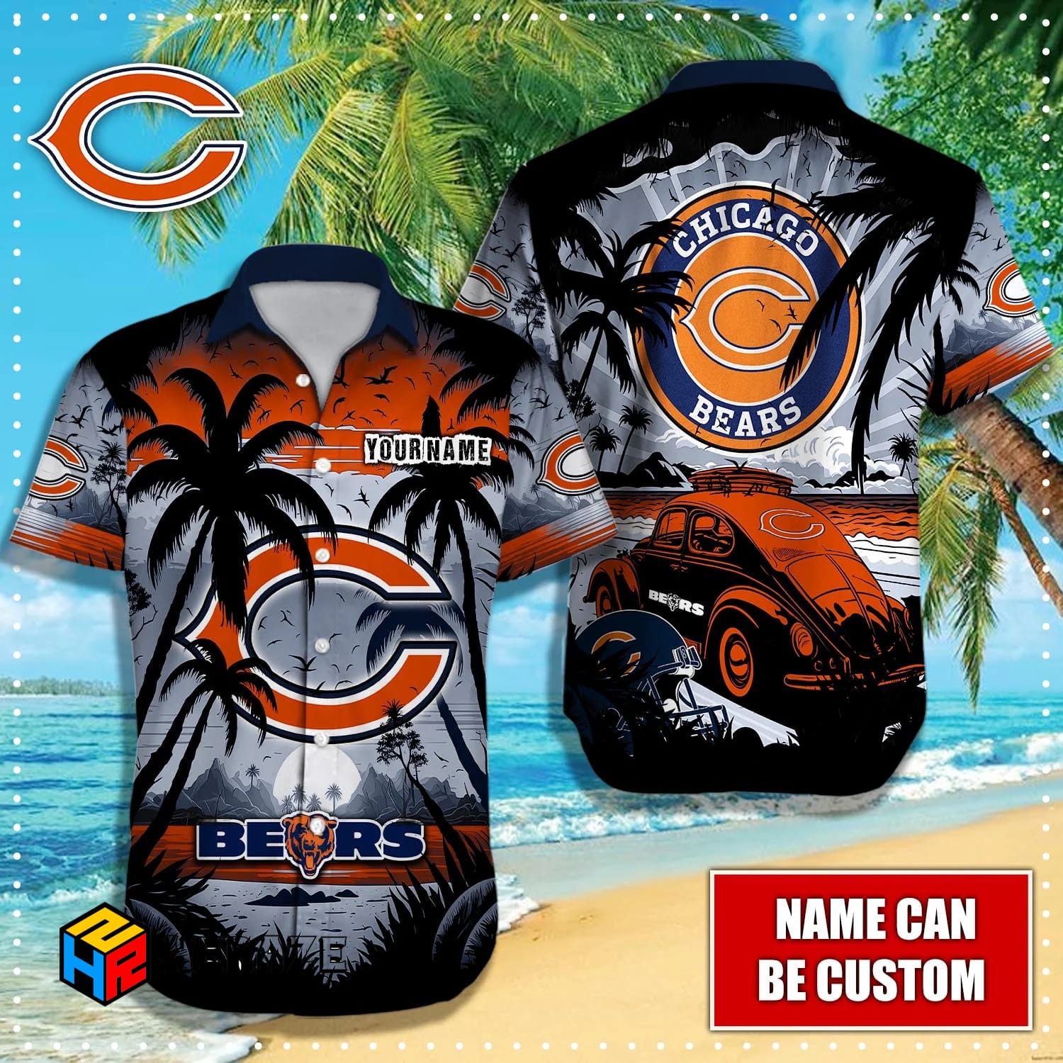 Custom Name Chicago Bears NFL Aloha Hawaiian Shirt T0zscj