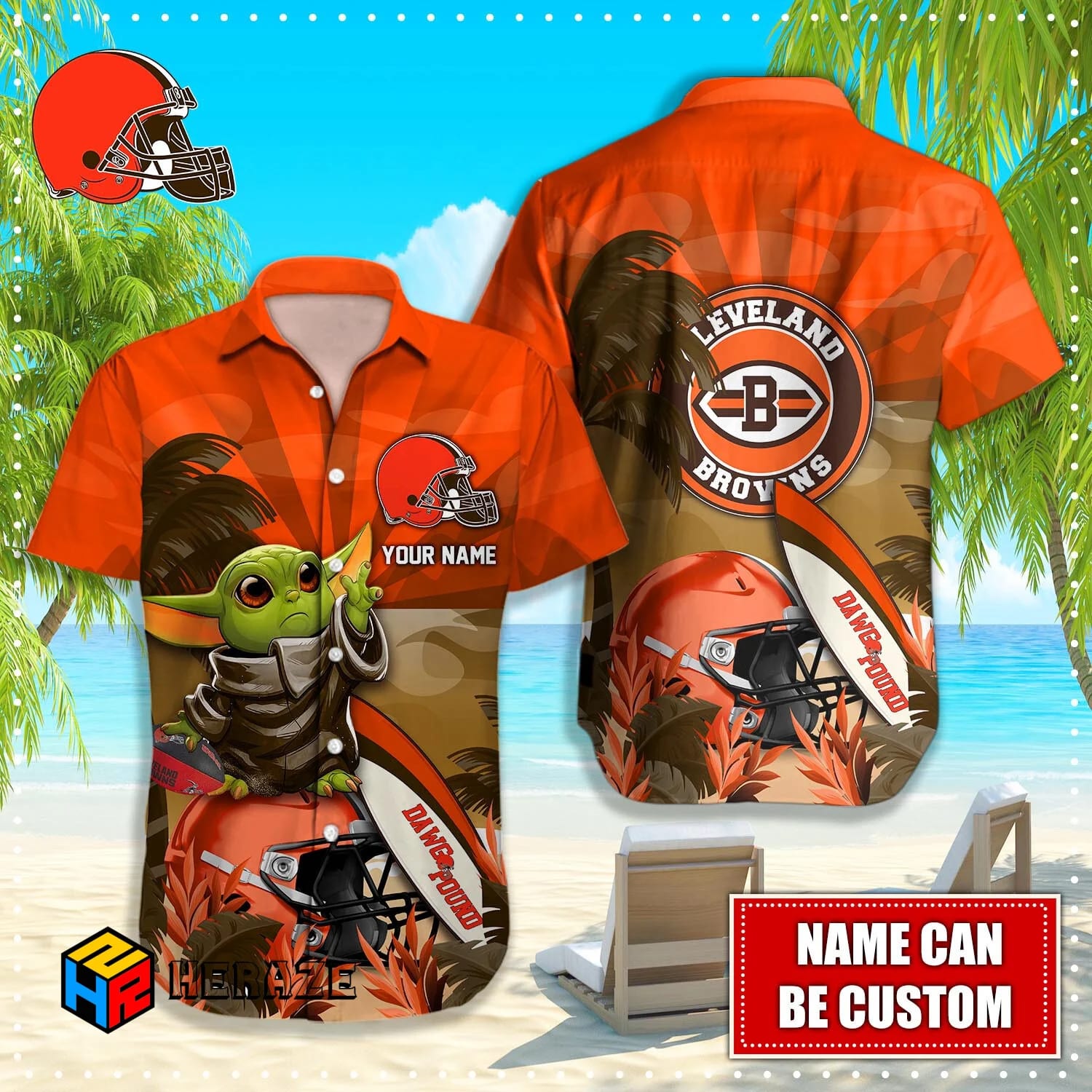 Custom Name Cleveland Browns NFL Aloha Hawaiian Shirt