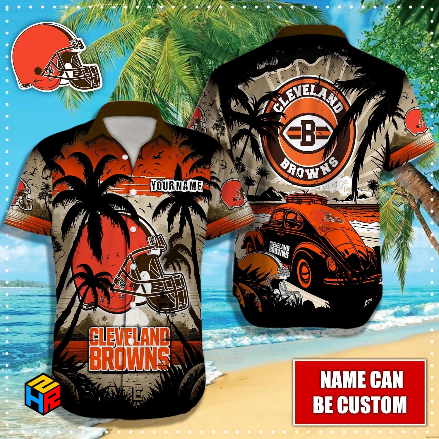Custom Name Cleveland Browns NFL Aloha Hawaiian Shirt Rg0j6u