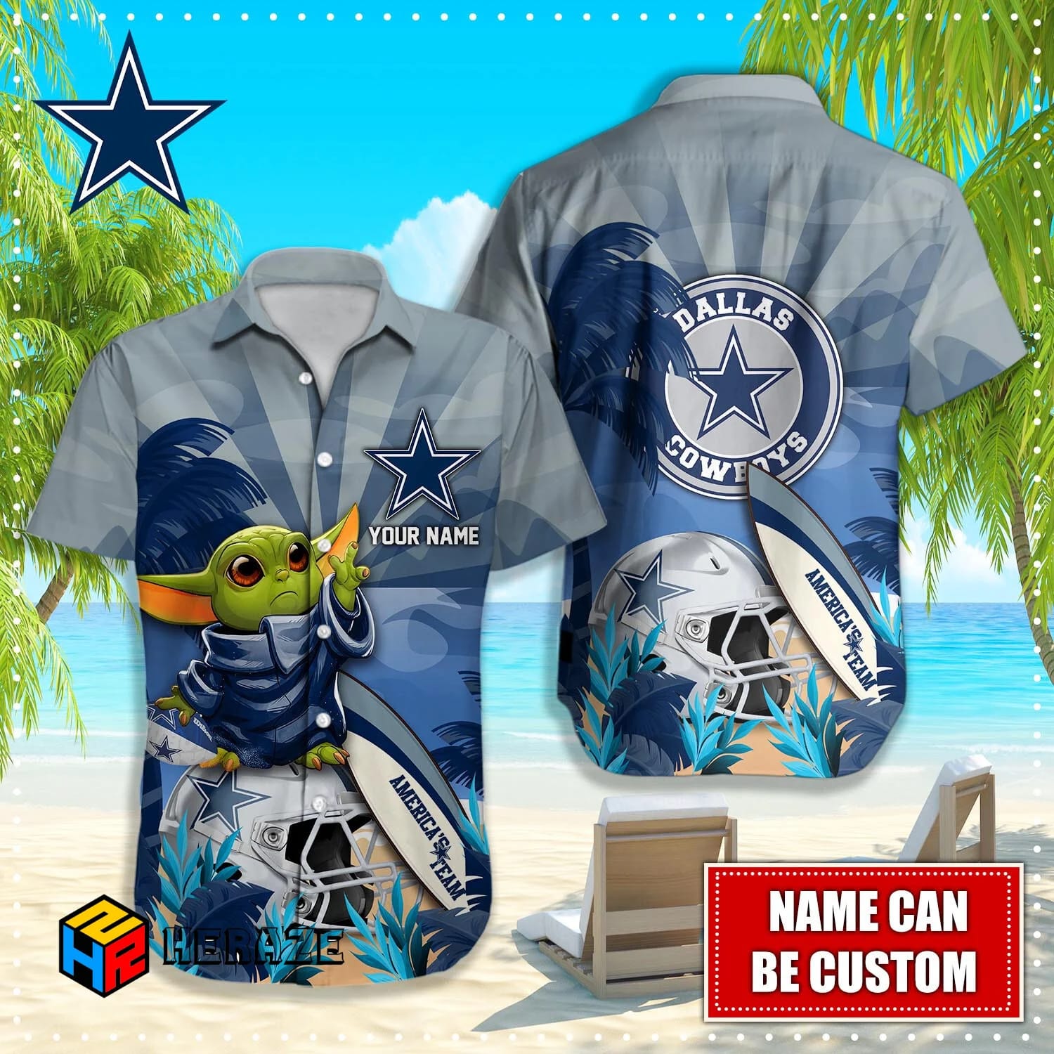 Custom Name Dallas Cowboys NFL Aloha Hawaiian Shirt
