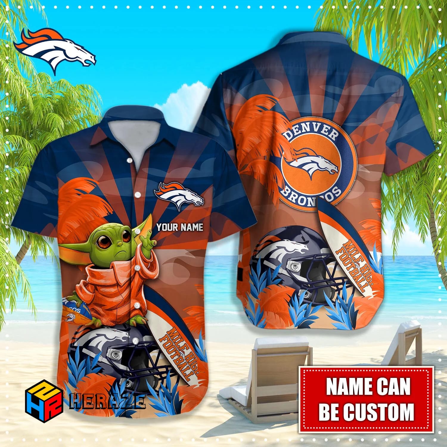 Custom Name Denver Broncos NFL Aloha Hawaiian Shirt Smi1vh