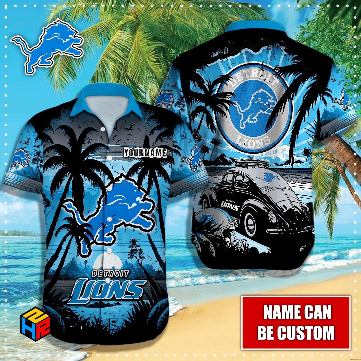 Custom Name Detroit Lions NFL Aloha Hawaiian Shirt Qamm9k