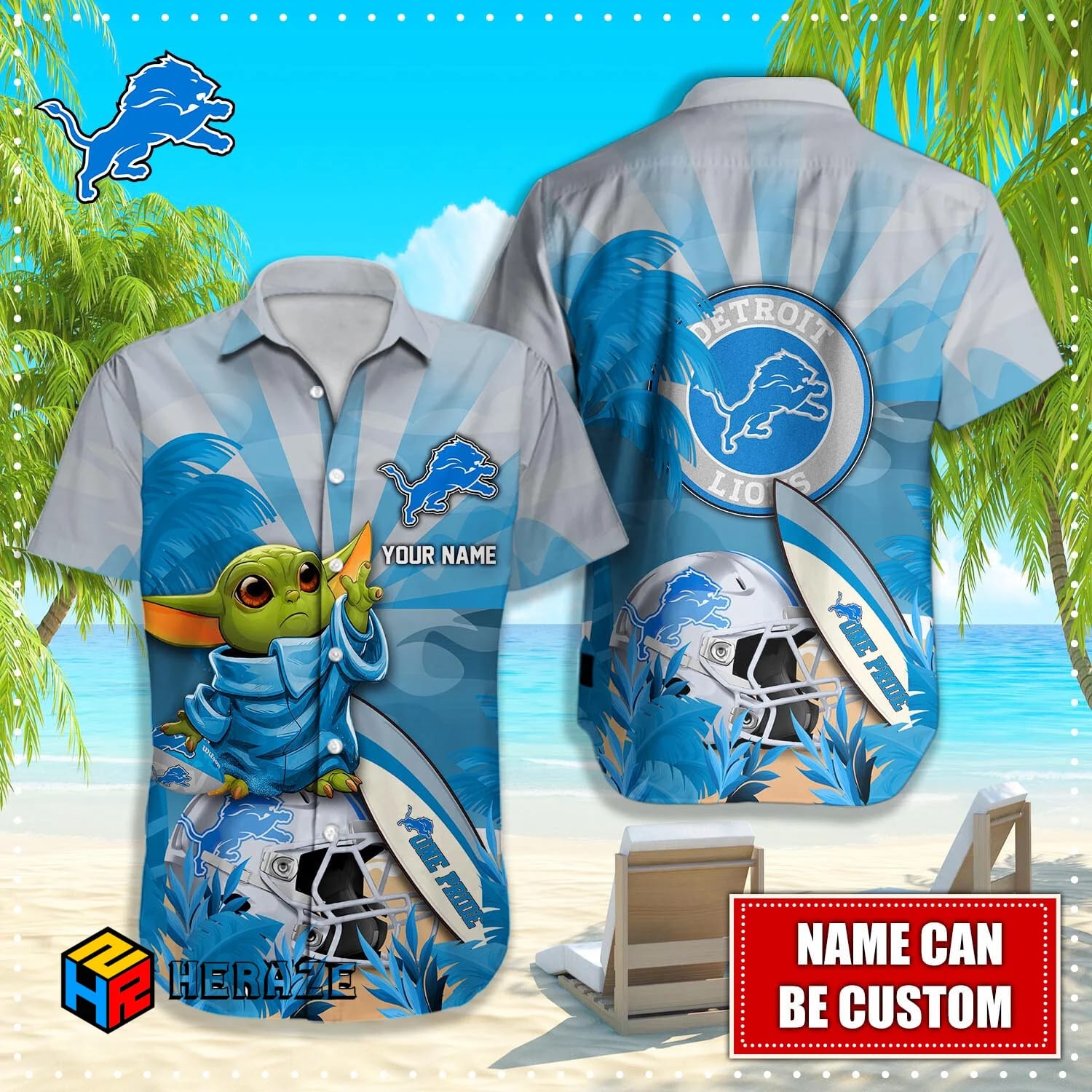 Custom Name Detroit Lions NFL Aloha Hawaiian Shirt Ylpsjk