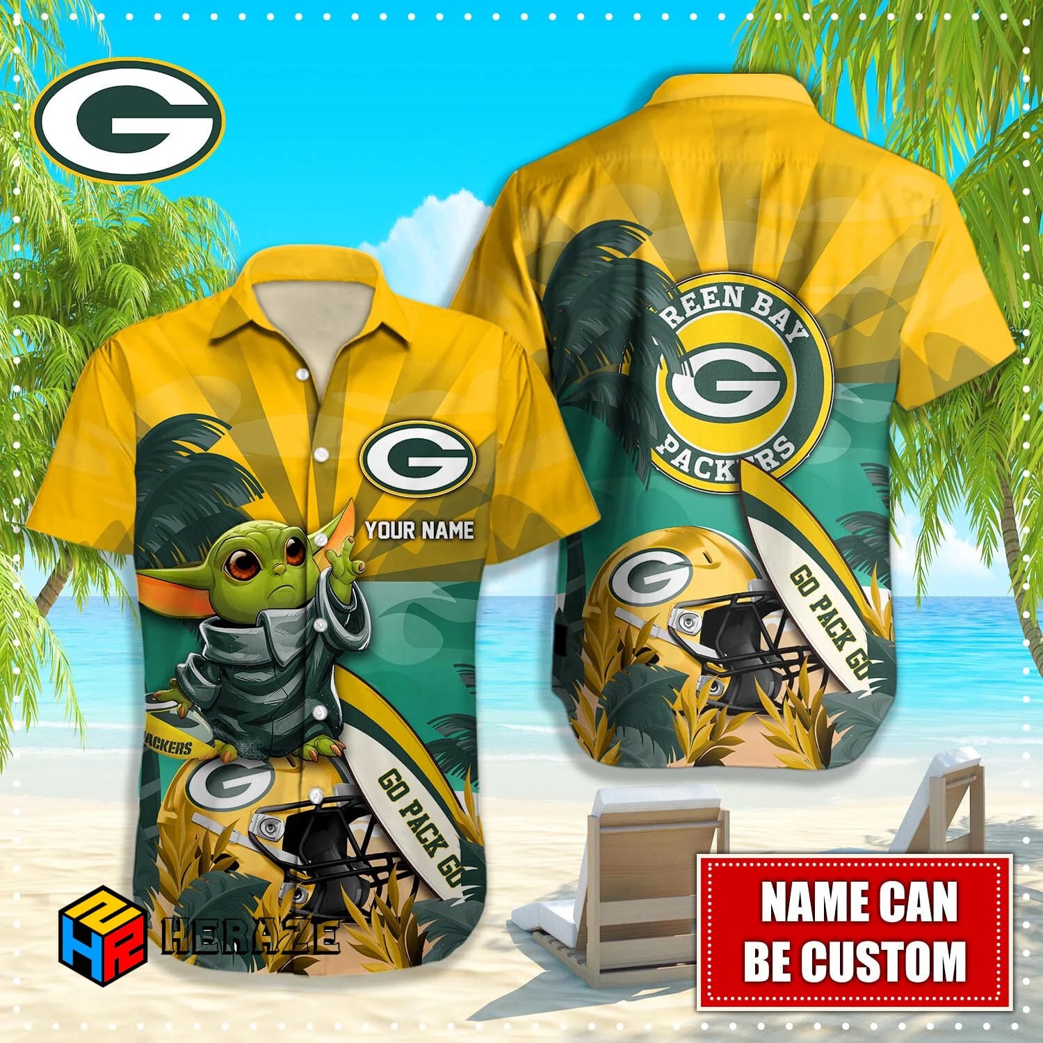 Custom Name Green Bay Packers NFL Aloha Hawaiian Shirt Rmgtsb