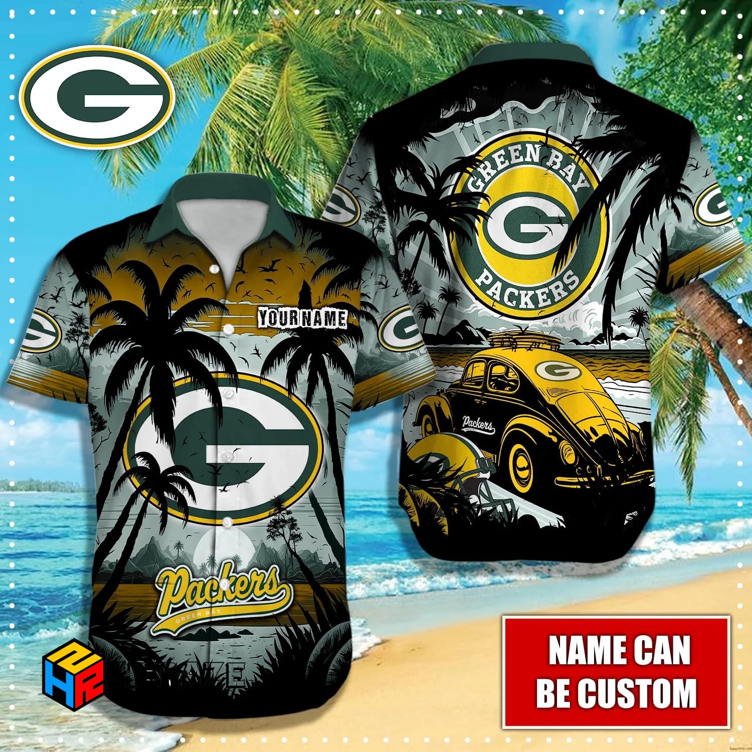 Custom Name Green Bay Packers NFL Aloha Hawaiian Shirt Sfpxbw