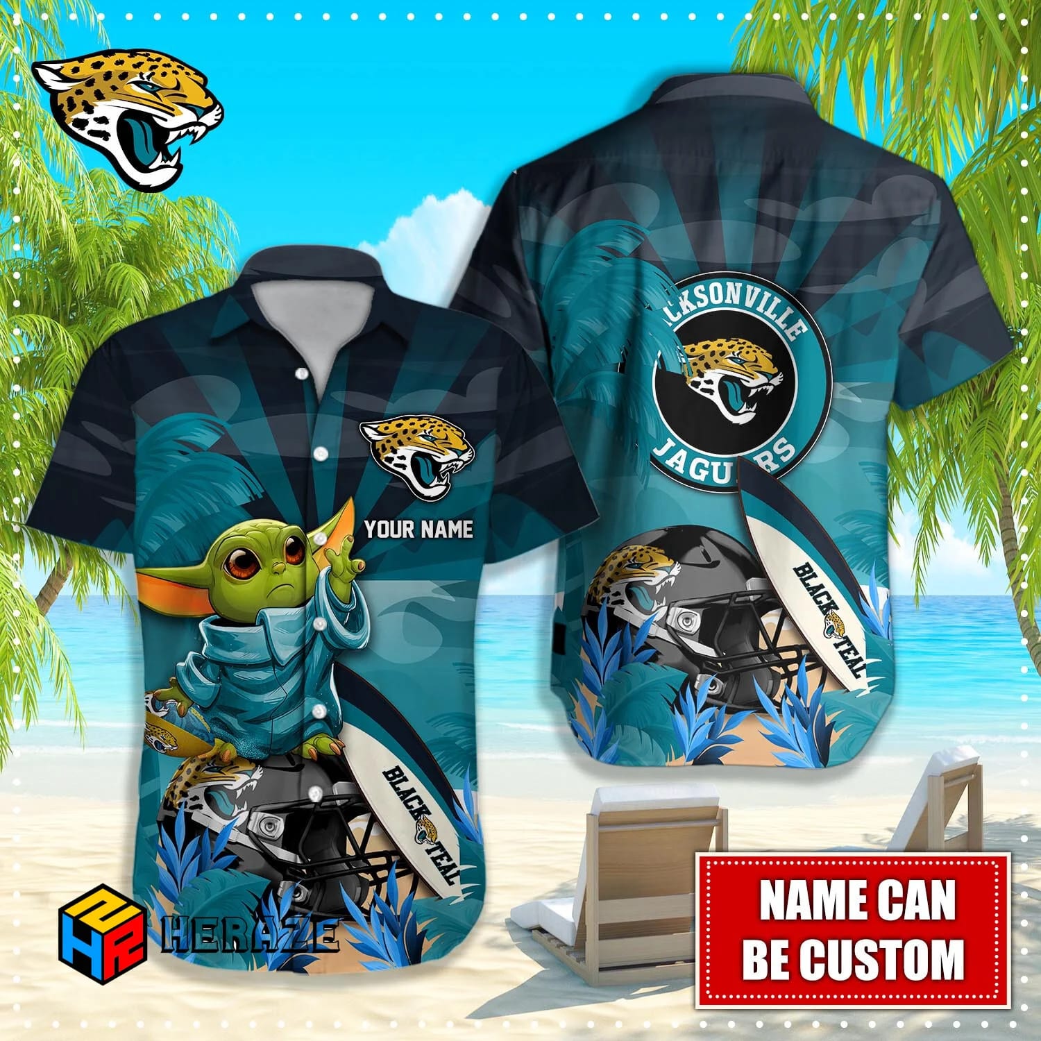 Custom Name Jacksonville Jaguars NFL Aloha Hawaiian Shirt