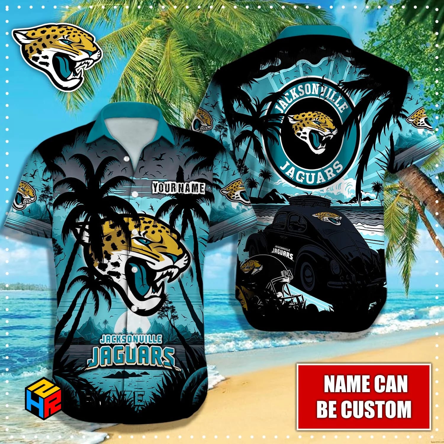 Custom Name Jacksonville Jaguars NFL Aloha Hawaiian Shirt