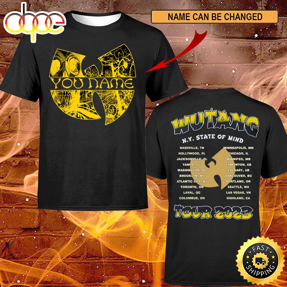 Custom Name Logo Wutang And Nas N.Y State Of Mind Tour 2023 North American Dates T Shirt Nqyi0l