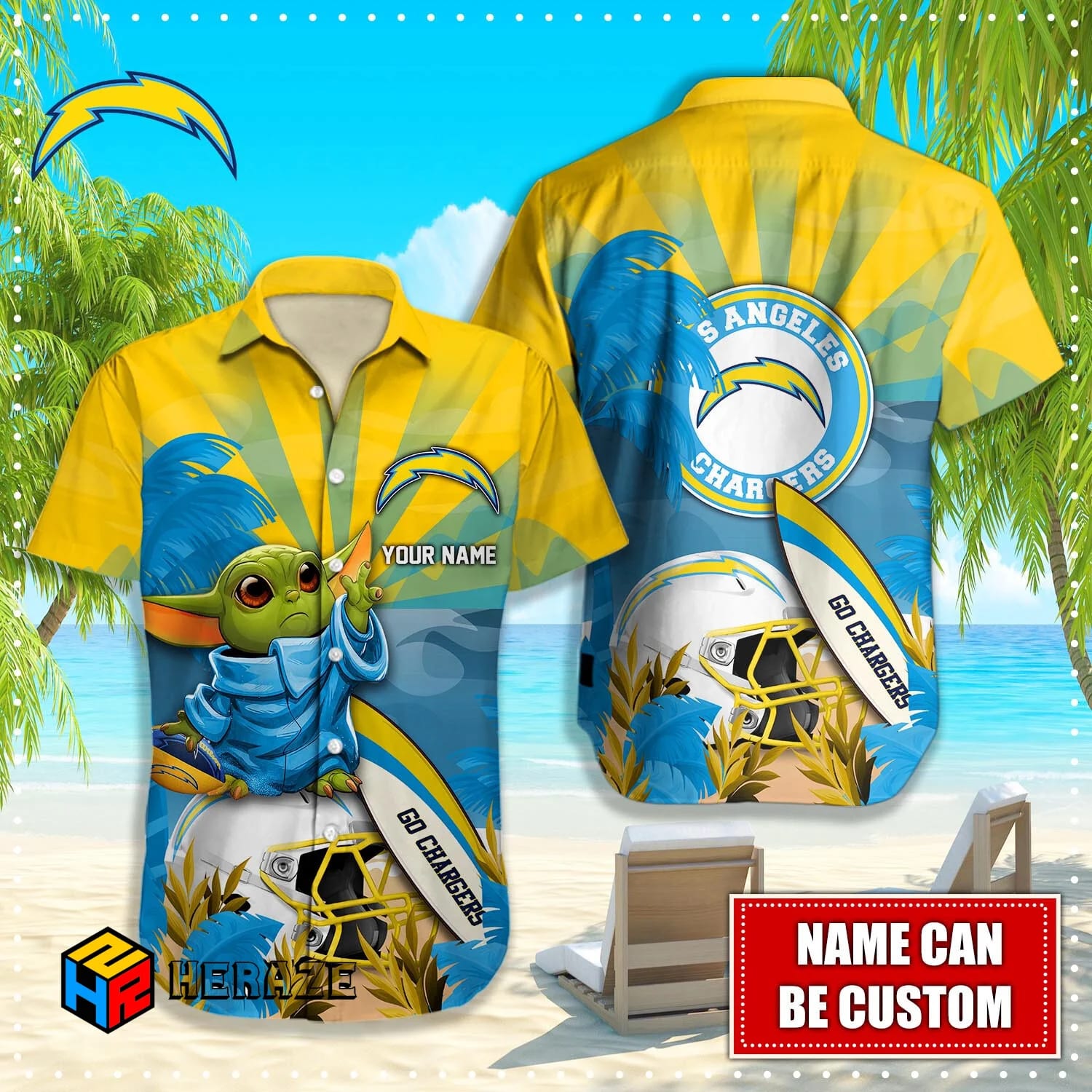 Custom Name Los Angeles Chargers NFL Aloha Hawaiian Shirt Yotcf6