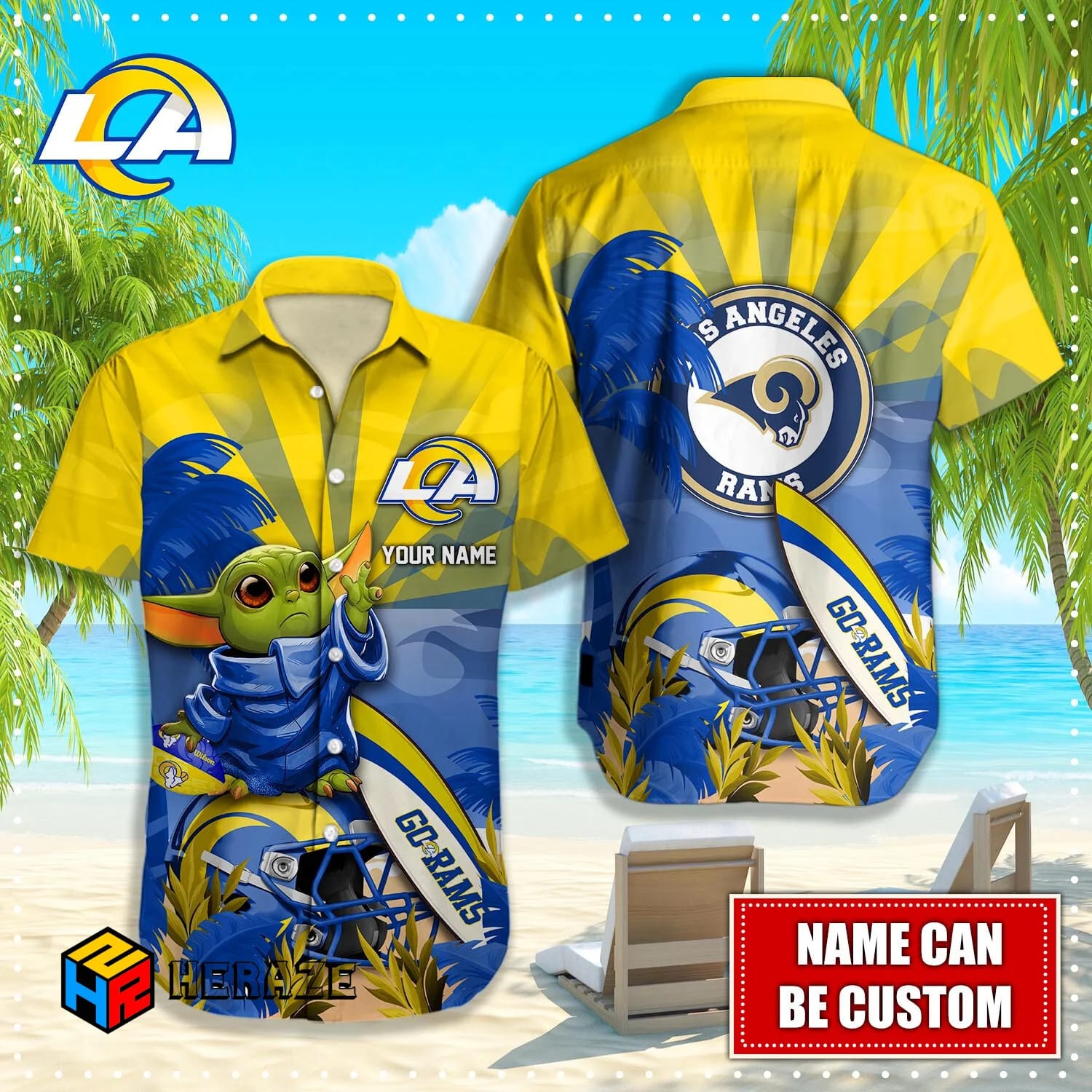 Custom Name Los Angeles Rams NFL Aloha Hawaiian Shirt Bm5uva