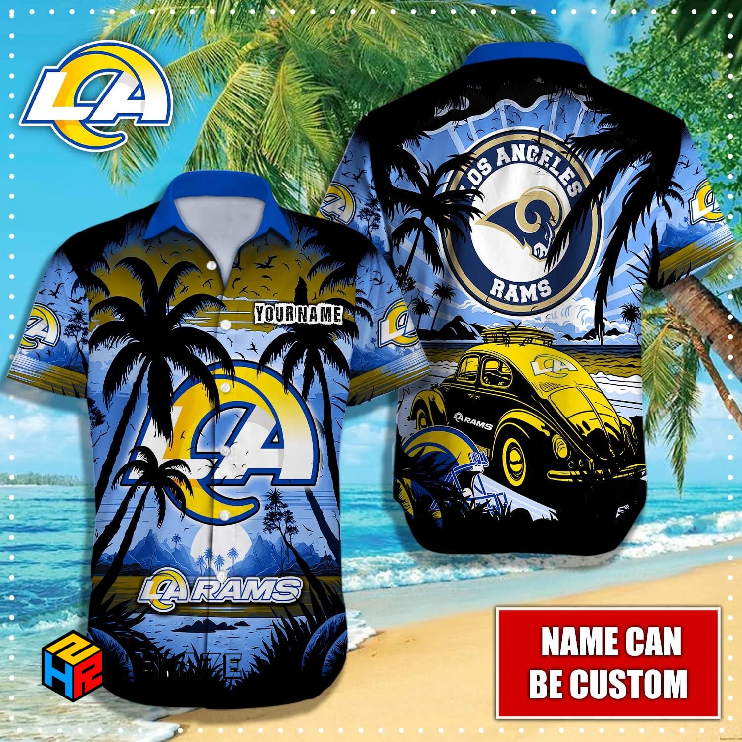 Custom Name Los Angeles Rams NFL Aloha Hawaiian Shirt X6iepb